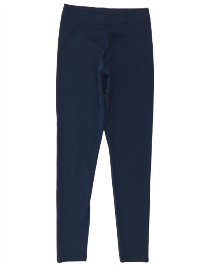 Adidas Womens Graphic Leggings UK 10 Small Navy Blue Polyester