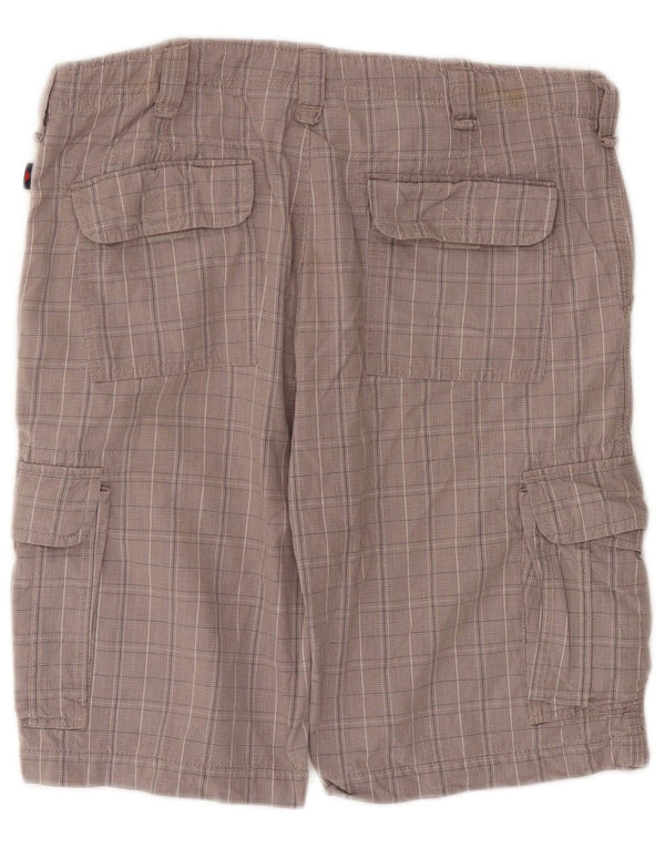 Kappa Mens Perfect Fit Cargo Shorts IT 50 Large W36  Grey Check Cotton