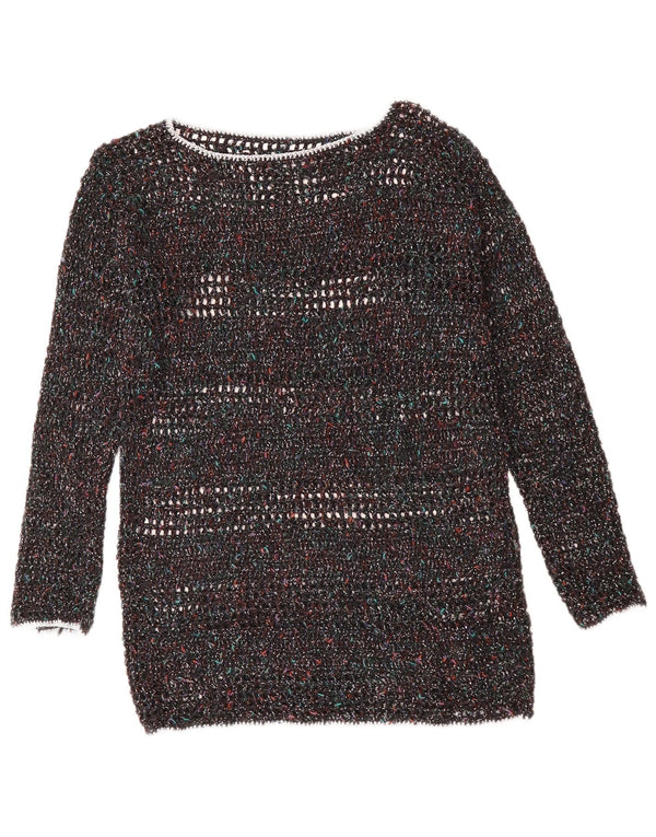 VINTAGE Womens Boat Neck Jumper Sweater UK 12 Medium Multicoloured Flecked