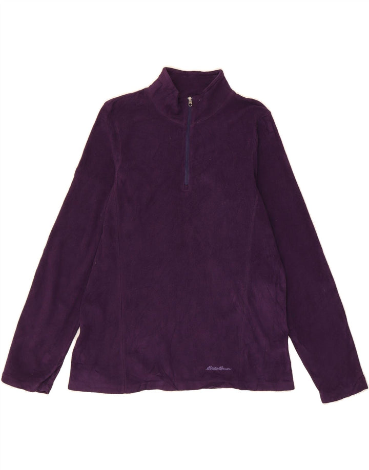 EDDIE BAUER Womens Zip Neck Fleece Jumper UK 14 Medium Purple Polyester Vintage Eddie Bauer and Second-Hand Eddie Bauer from Messina Hembry 