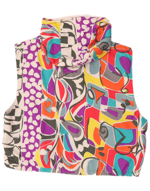 Vintage Womens Oversized Hooded Gilet UK 16 Large Multicoloured Geometric