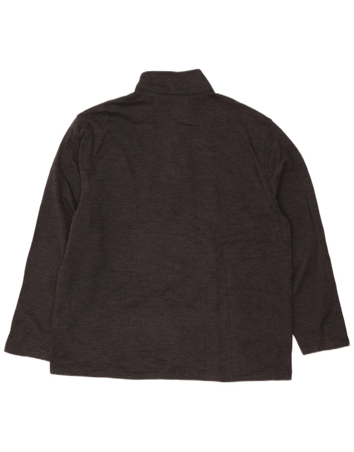IZOD Mens Button Neck Sweatshirt Jumper XL Grey Herringbone Polyester