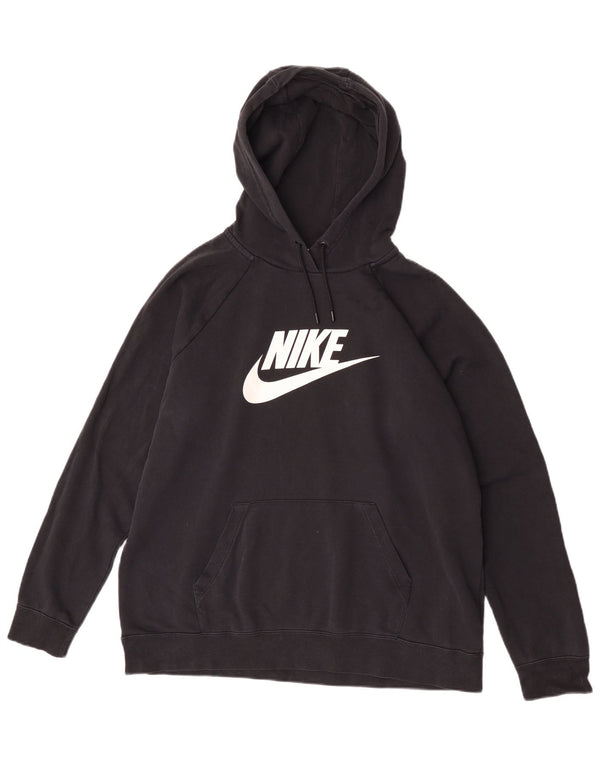 Nike Womens Graphic Hoodie Jumper UK 18 XL Black Polyester