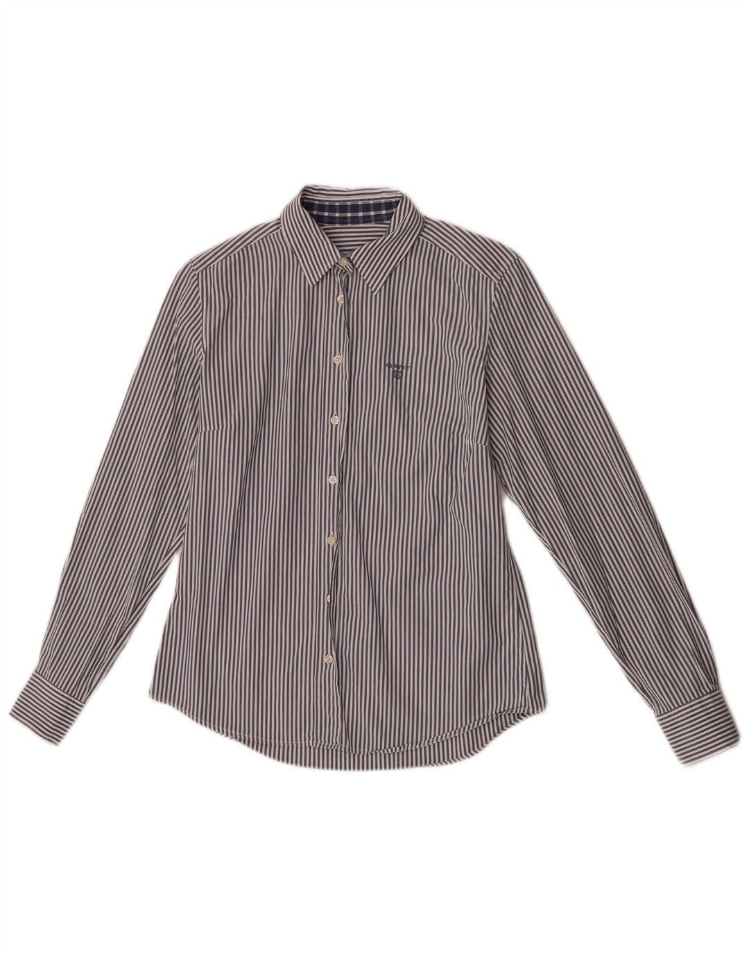 Gant Womens Shirt UK 12 Medium Blue Pinstripe