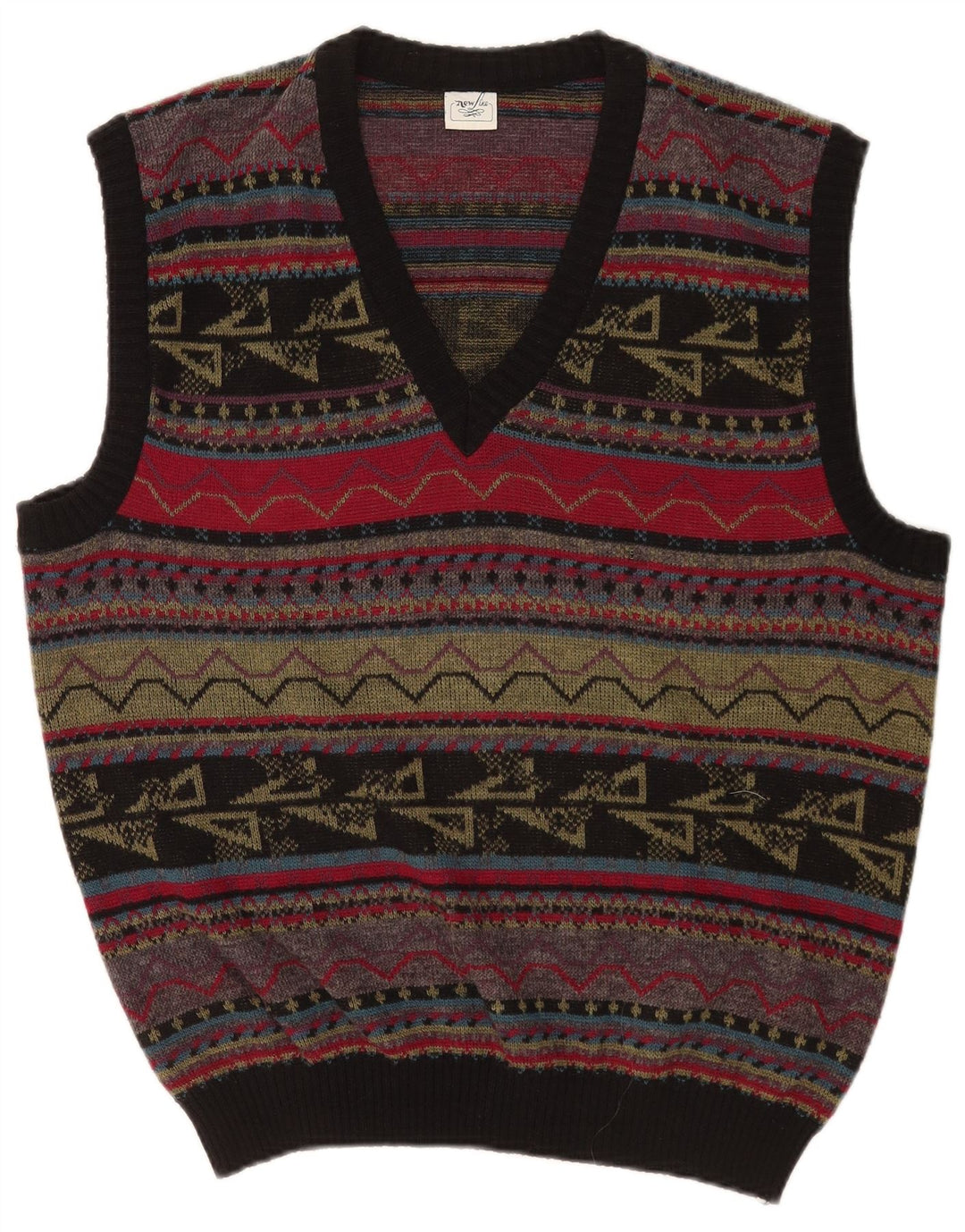 Vintage Mens Vest Tank Top Large Multicoloured Geometric Acrylic