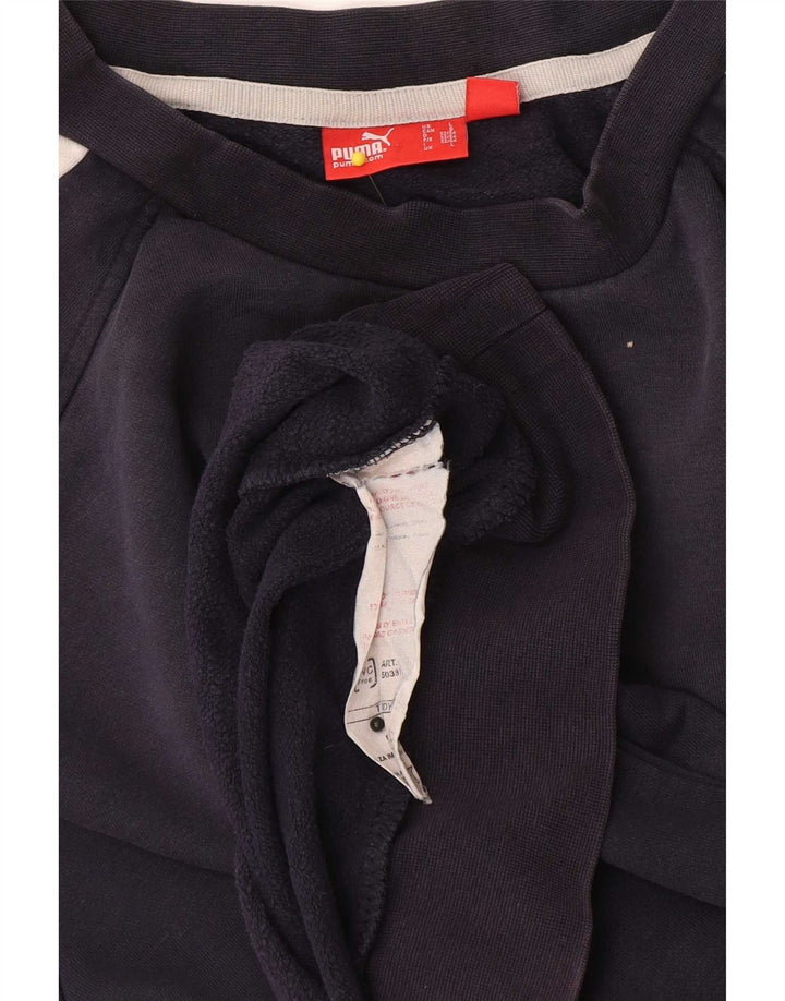 Puma Mens Sweatshirt Jumper Large Navy Blue Colourblock Cotton