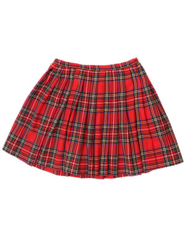 Vintage Womens Mini Pleated Skirt IT 44 Medium W26 Red Check New Wool