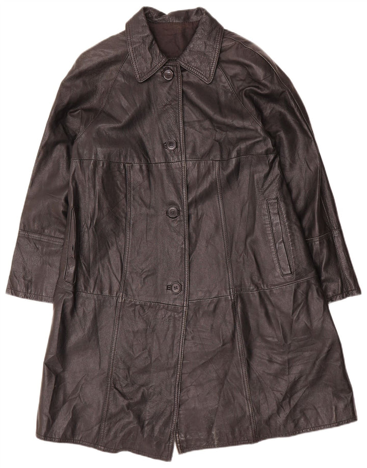 Vintage Womens Leather Coat IT 42 Medium Black