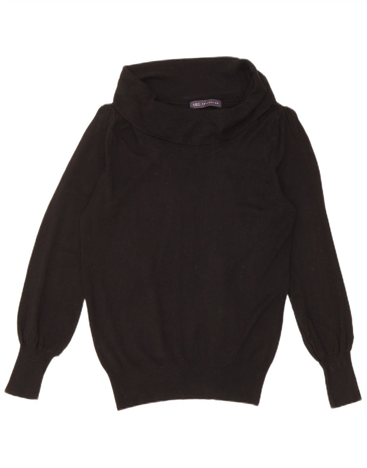 Marks & Spencer Womens Roll Neck Jumper Sweater UK 12 Medium Black Viscose