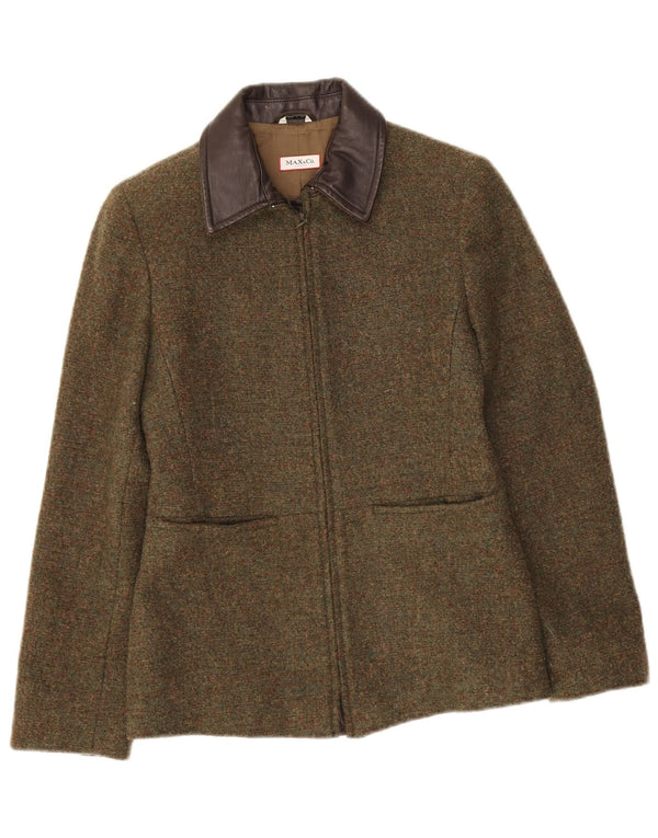 Max & Co. Womens Full Zip Blazer Jacket UK 8 Small Khaki Wool