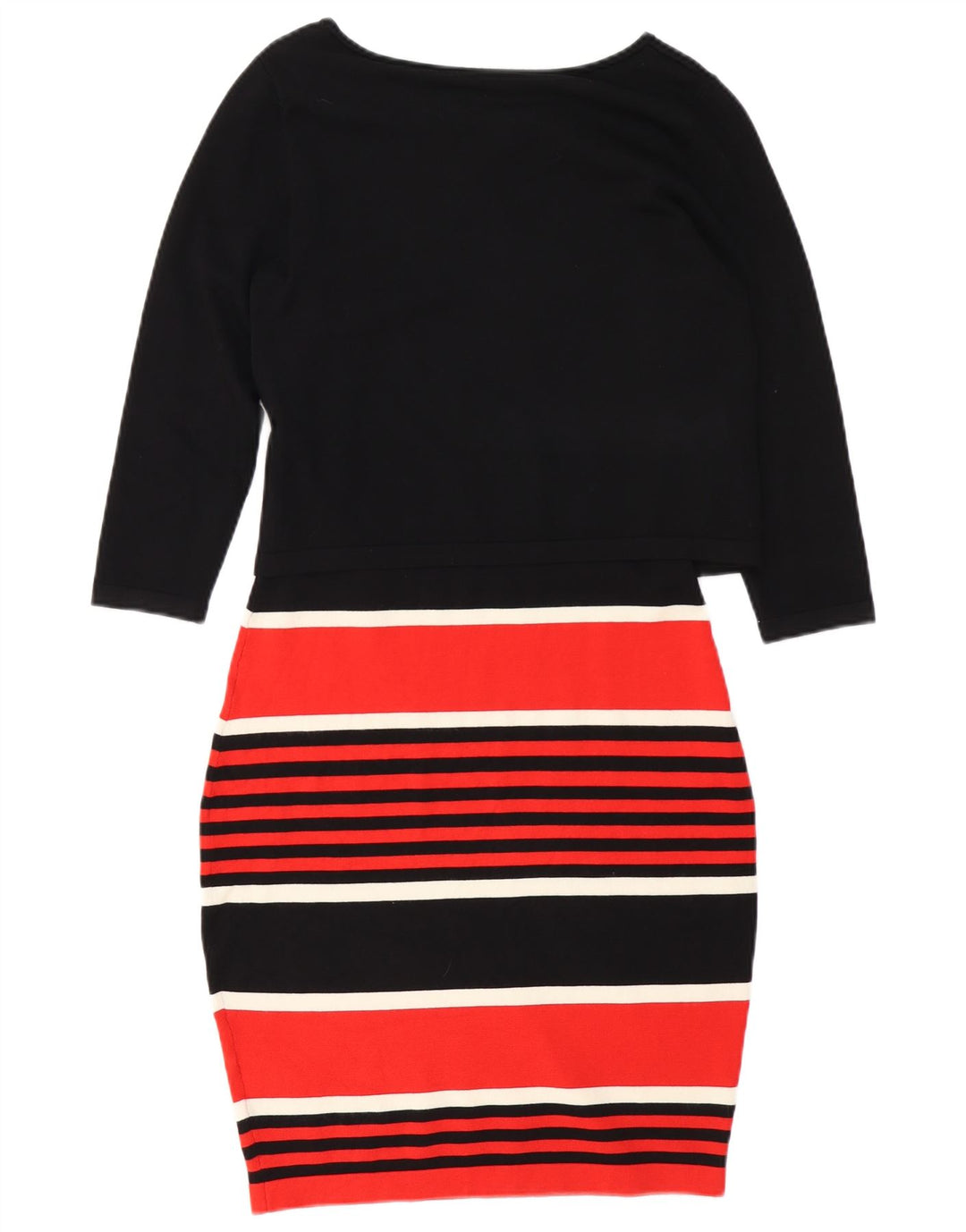 PHASE EIGHT Womens 3/4 Sleeve Jumper Dress UK 10 Small Black Striped