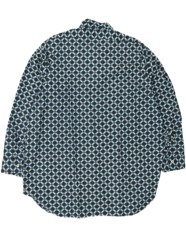 EICHSFELD KONFEKTION Mens Shirt Size 44 XL Blue Geometric Retro