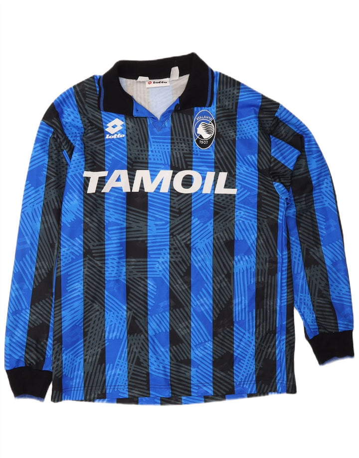 LOTTO Mens Atalanta 1991-1993 Home Jersey Top Medium Blue Striped Sports