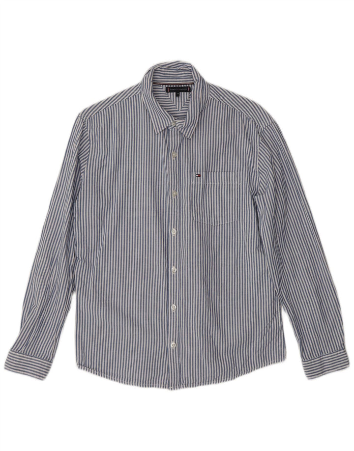 TOMMY HILFIGER Boys Shirt 13-14 Years Blue Pinstripe Cotton