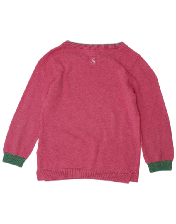 Joules Girls Graphic Boat Neck Jumper Sweater 4-5 Years Pink Colourblock