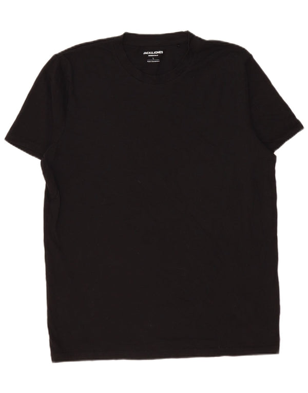 Jack & Jones Mens T-Shirt Top Large Black Cotton