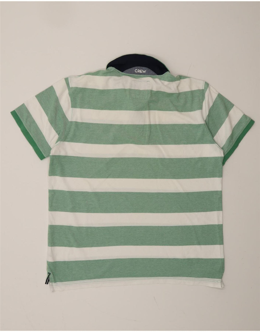 CREW CLOTHING Mens Polo Shirt XL Green Striped Cotton