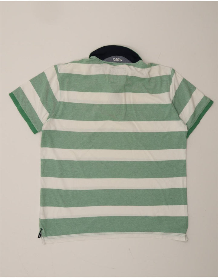 CREW CLOTHING Mens Polo Shirt XL Green Striped Cotton