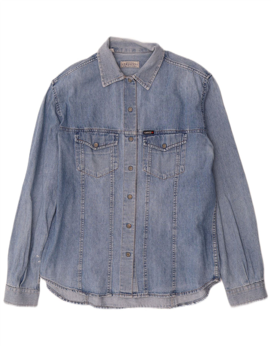 CASUCCI Womens Denim Shirt UK 18 XL Blue Cotton