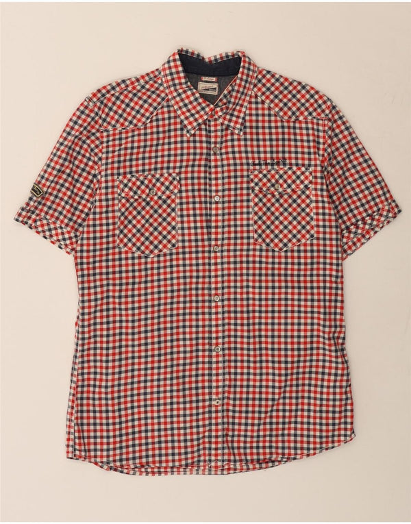 TOMMY HILFIGER Mens Heritage Short Sleeve Shirt XL Red Check Cotton