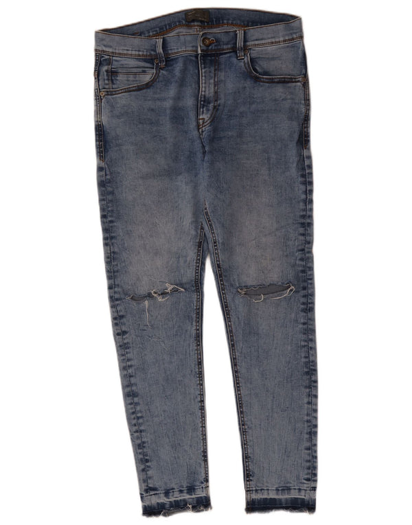 Zara Mens Distressed Skinny Jeans EU 42 Large W32 L28 Blue Cotton