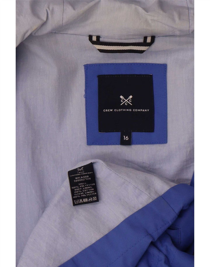 Crew Clothing Womens Hooded Rain Jacket UK 16 Large Blue Polyester