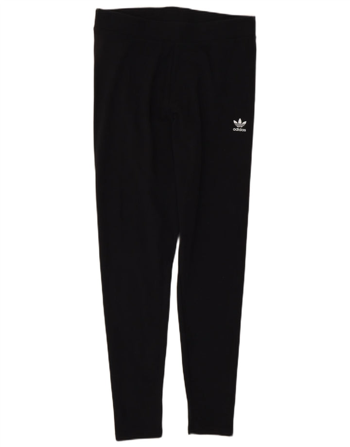 ADIDAS Womens Leggings UK 14 Medium Black Cotton