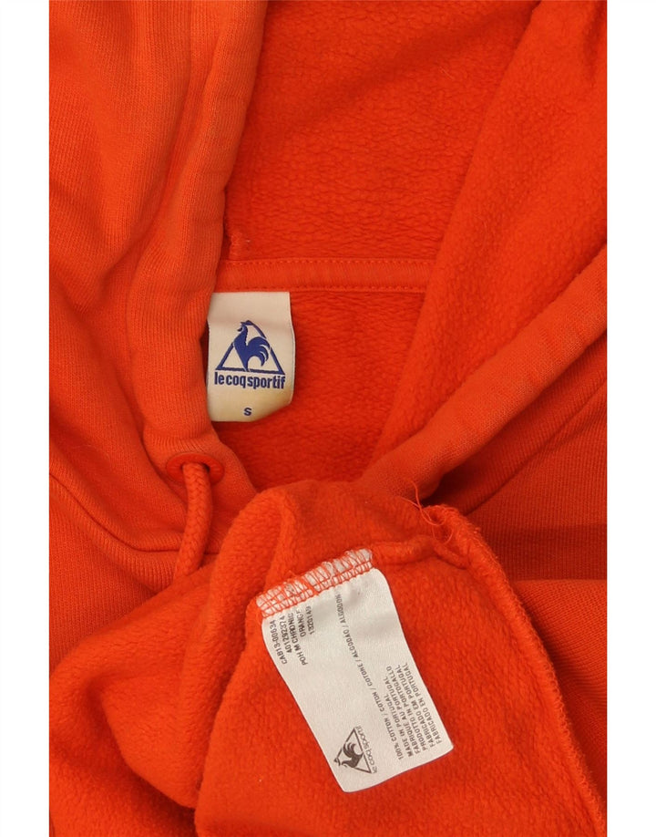 LE COQ SPORTIF Mens Graphic Hoodie Jumper Small Orange Cotton