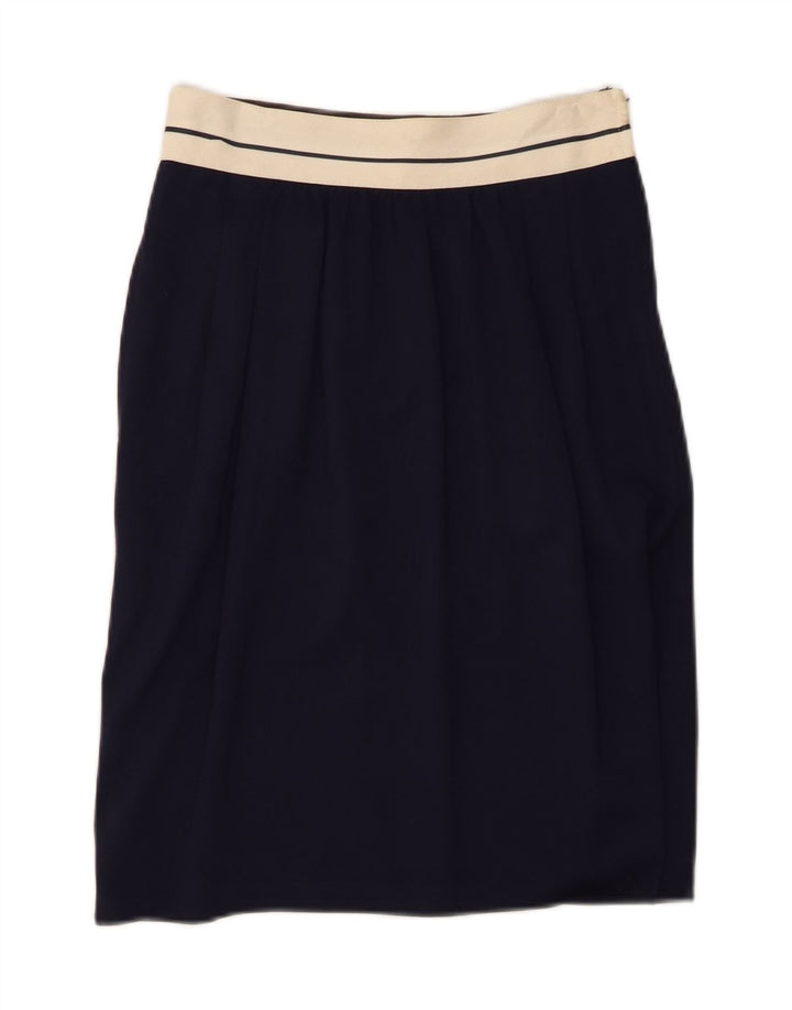 Ferretti Studio Womens Straight Skirt UK 12 Medium W26 Navy Blue Rayon