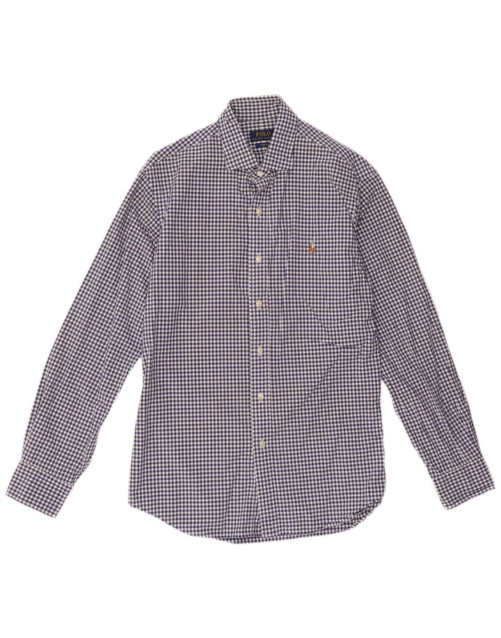 Polo Ralph Lauren Mens Slim Fit Shirt Large Blue Gingham Cotton