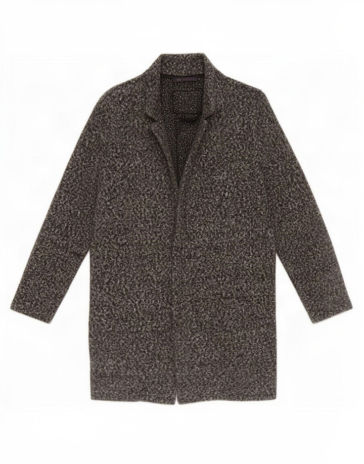 Marks & Spencer Womens Overcoat UK 8 Small Grey Flecked Polyester