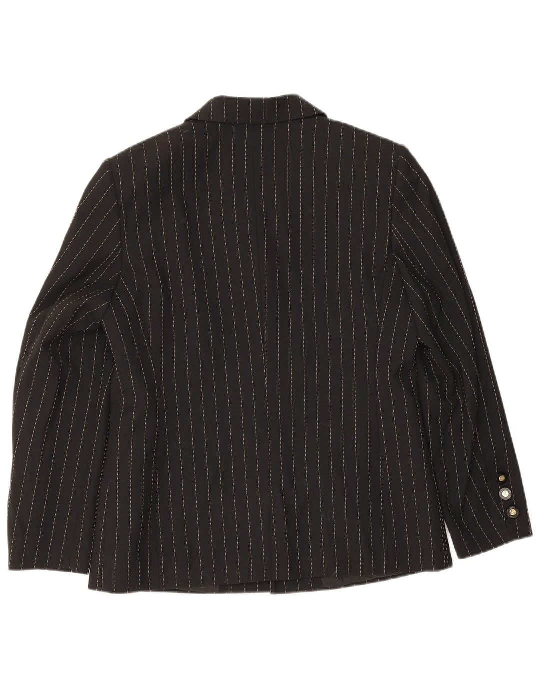Delmod Womens 4 Button Blazer Jacket UK 12 Medium Black Pinstripe Polyester
