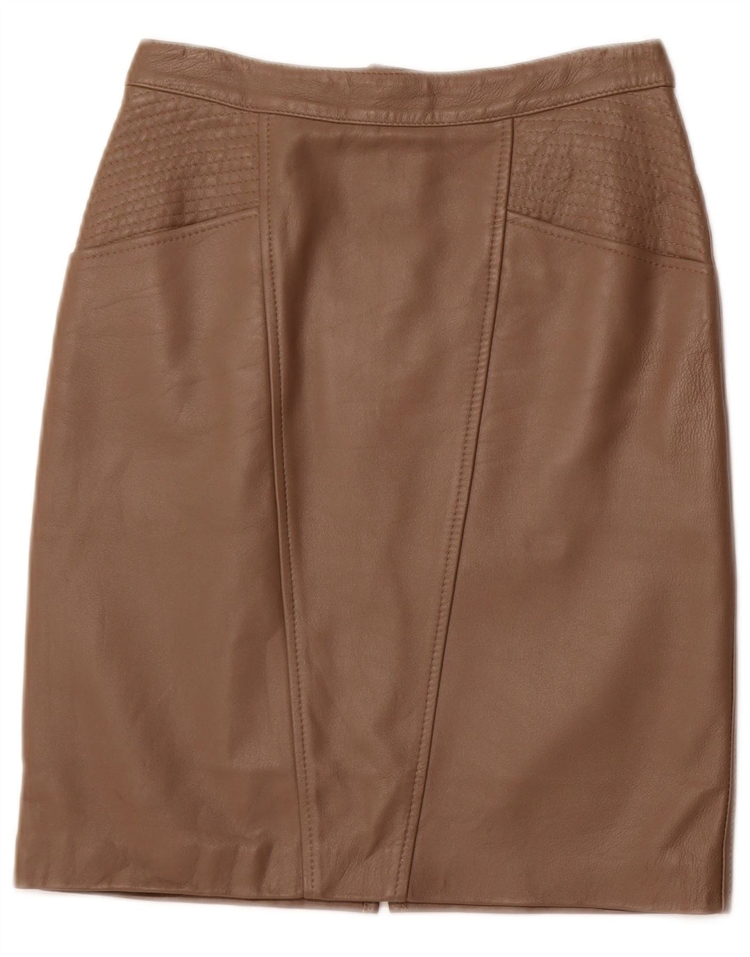 VINTAGE Womens High Waist Leather Skirt IT 42 Medium W26 Brown Leather
