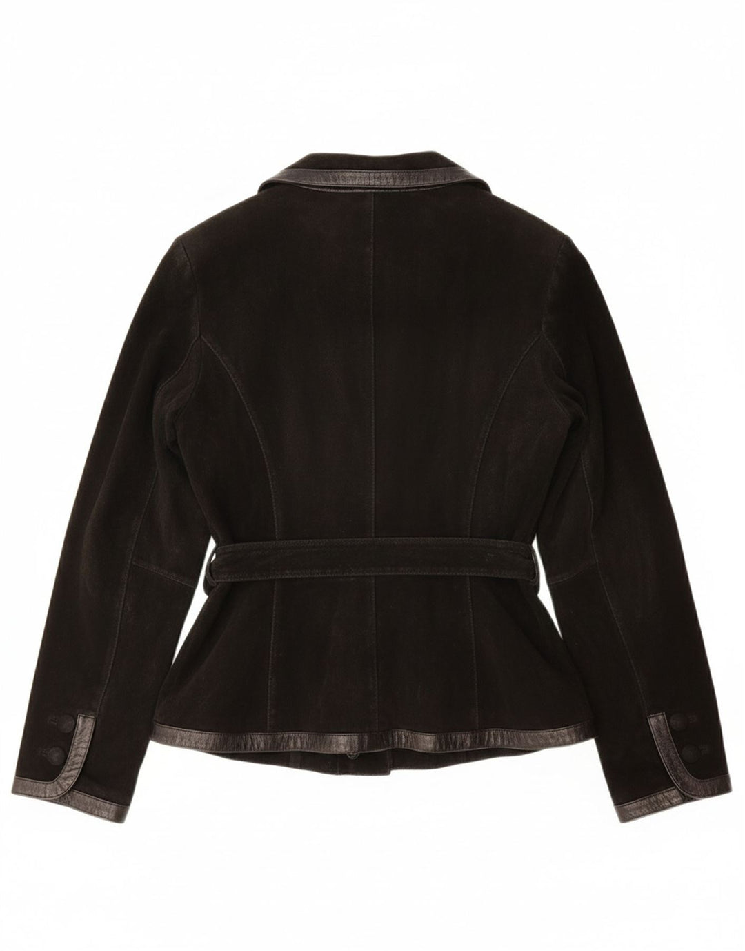 VINTAGE Womens Suede Jacket UK 12 Medium Black Leather