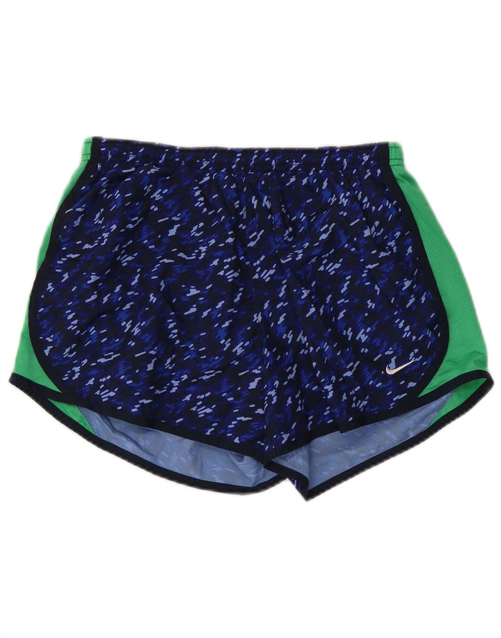 NIKE Womens Dri Fit Sport Shorts UK 18 XL  Navy Blue Colourblock Polyester