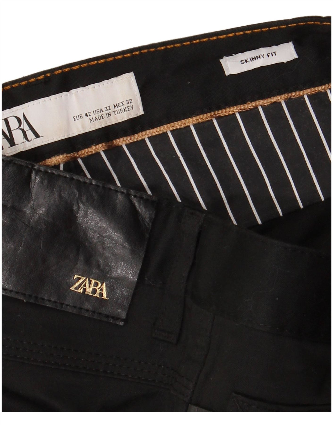 ZARA Mens Skinny Casual Trousers EU 42 Large W32 L31 Black Cotton