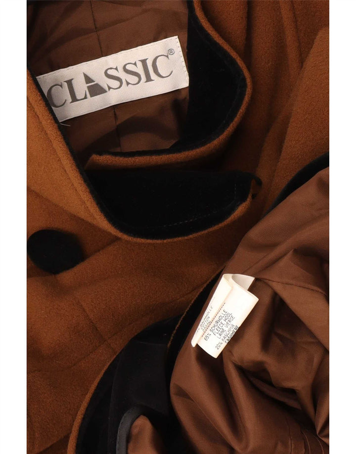 CLASSIC Womens Double Breasted Coat UK 18 XL Brown Cotton