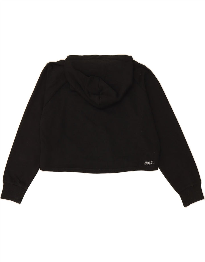 FILA Womens Oversized Graphic Hoodie Jumper UK 14 Medium Black Vintage Fila and Second-Hand Fila from Messina Hembry 