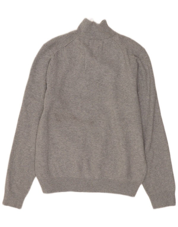 Marks & Spencer Womens Zip Neck Jumper Sweater UK 16 Large Grey Cotton