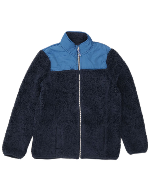 MOUNTAIN WAREHOUSE Boys Fleece Jacket 12-13 Years Navy Blue Colourblock