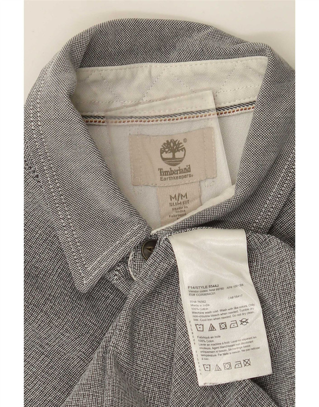 Timberland Mens Slim Fit Shirt Medium Grey Cotton