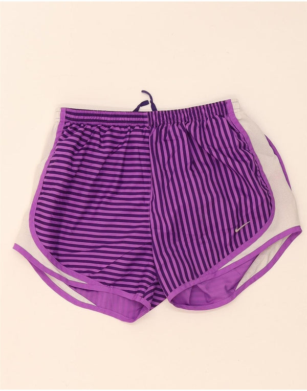 Nike Womens Dri Fit Sport Shorts UK 8 Small Purple Striped Polyester