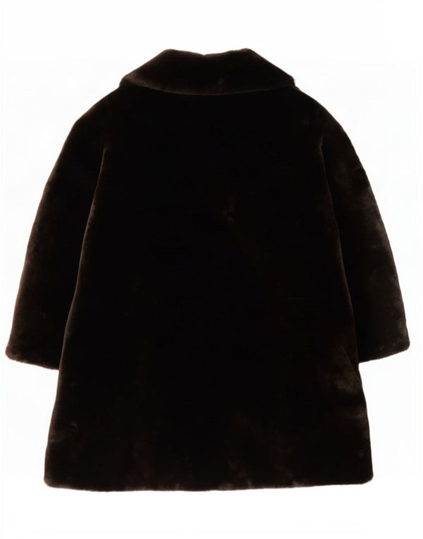 Marks & Spencer Womens Faux Fur Overcoat UK 14 Large Brown Polyacrylic