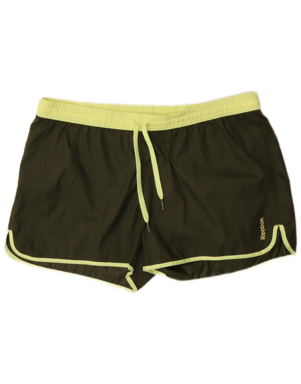Reebok Womens Sport Shorts UK 16 Large Khaki Polyester
