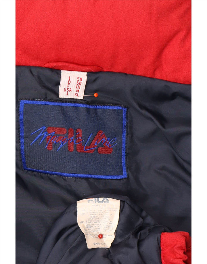 FILA Mens Magic Line Loose Fit Padded Jacket IT 50 Large Red Polyester