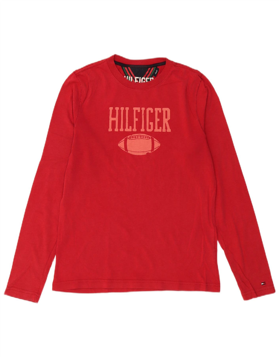 Tommy Hilfiger Mens Graphic Top Long Sleeve Small Red Cotton