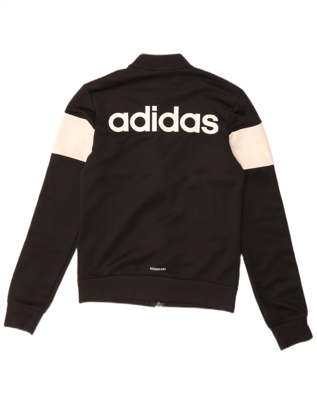ADIDAS Girls Aeroready Tracksuit Top Jacket 13-14 Years Black Colourblock
