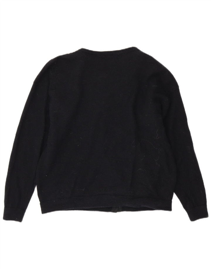 VINTAGE Womens Cardigan Sweater UK 16 Large Navy Blue Paisley