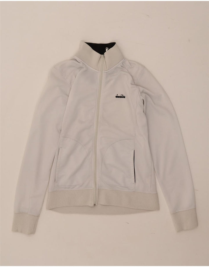 Diadora Womens Tracksuit Top Jacket UK 14 Large White Polyester
