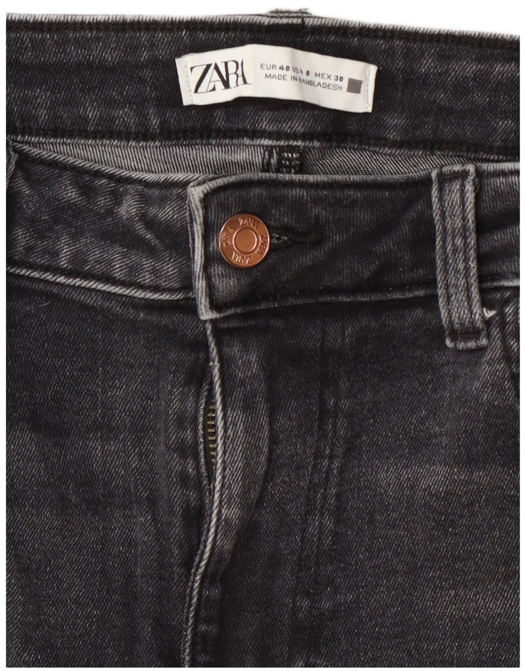 Zara Womens Cropped Jeans EU 40 Medium W30 L26 Grey